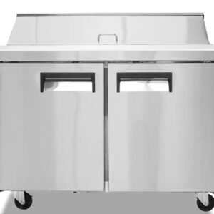 FSE 47-Inch Two-Door Refrigerated Commercial Salad/Sandwich Prep Table, 12 Cubic Feet, Stainless Steel, 115 v, (MRSL-2D)