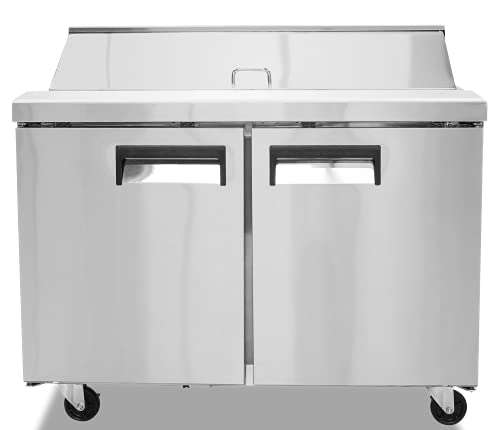 FSE 47-Inch Two-Door Refrigerated Commercial Salad/Sandwich Prep Table, 12 Cubic Feet, Stainless Steel, 115 v, (MRSL-2D)