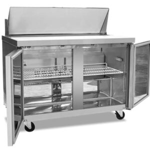 FSE 47-Inch Two-Door Refrigerated Commercial Salad/Sandwich Prep Table, 12 Cubic Feet, Stainless Steel, 115 v, (MRSL-2D)