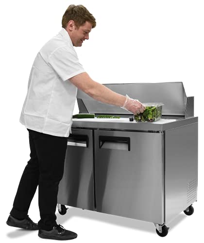 FSE 47-Inch Two-Door Refrigerated Commercial Salad/Sandwich Prep Table, 12 Cubic Feet, Stainless Steel, 115 v, (MRSL-2D)