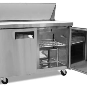 FSE 47-Inch Two-Door Refrigerated Commercial Salad/Sandwich Prep Table, 12 Cubic Feet, Stainless Steel, 115 v, (MRSL-2D)