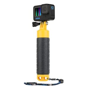 waterproof floating hand grip monopod for gopro hero 1 2 3 3+ 4 5 6 7 8 9 session 2018 action camera, and and akaso ek5000 ek7000/sjcam sj4000 sj5000