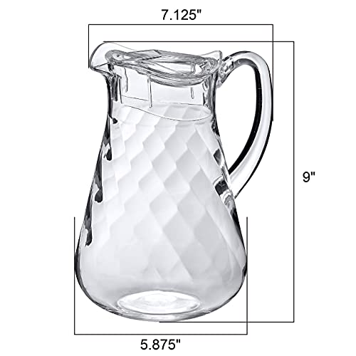 Amazing Abby - Droply Whirly - Acrylic Pitcher (64 oz), Clear Plastic Water Pitcher with Lid, Fridge Jug, BPA-Free, Shatter-Proof, Great for Iced Tea, Sangria, Lemonade, Juice, Milk, and More