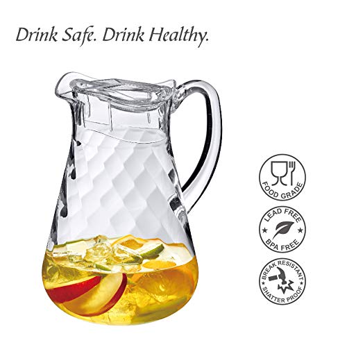 Amazing Abby - Droply Whirly - Acrylic Pitcher (64 oz), Clear Plastic Water Pitcher with Lid, Fridge Jug, BPA-Free, Shatter-Proof, Great for Iced Tea, Sangria, Lemonade, Juice, Milk, and More