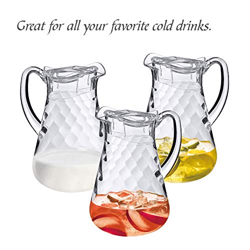 Amazing Abby - Droply Whirly - Acrylic Pitcher (64 oz), Clear Plastic Water Pitcher with Lid, Fridge Jug, BPA-Free, Shatter-Proof, Great for Iced Tea, Sangria, Lemonade, Juice, Milk, and More