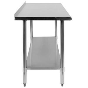 EMMA + OLIVER Stainless Steel 18 Gauge Kitchen Prep and Work Table with Backsplash and Shelf, NSF - 60" W x 24" D