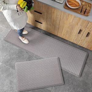 asvin premium kitchen mat set, anti fatigue pvc kitchen floor mat and rug, 17"x30"+17"x47", cushioned, waterproof, heavy duty kitchen sink mat for home, farmhouse, indoor, grey