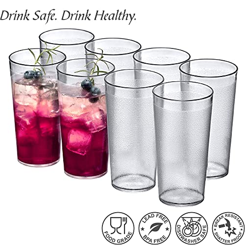 Amazing Abby - Cafely - 16-Ounce Plastic Tumblers (Set of 8), Plastic Drinking Glasses, Restaurant-Style Tumblers, Commercial-Grade Cups, Stackable, BPA-Free, Shatter-Proof, Dishwasher-Safe, Clear