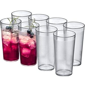 amazing abby - cafely - 16-ounce plastic tumblers (set of 8), plastic drinking glasses, restaurant-style tumblers, commercial-grade cups, stackable, bpa-free, shatter-proof, dishwasher-safe, clear