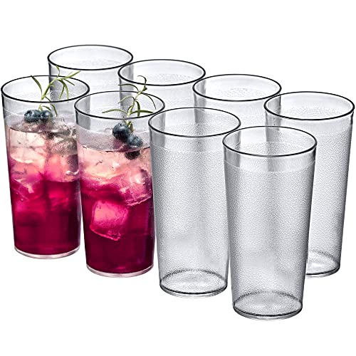 Amazing Abby - Cafely - 16-Ounce Plastic Tumblers (Set of 8), Plastic Drinking Glasses, Restaurant-Style Tumblers, Commercial-Grade Cups, Stackable, BPA-Free, Shatter-Proof, Dishwasher-Safe, Clear