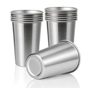 smlixe 12 pack 16oz stainless steel pint cup,healthy unbreakable and stackable,metal drinking glasses