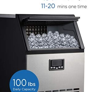 Northair Ice Machine 100LBS/24H Automatic Water Inlet Stainless Steel Commercial Ice Maker (100LB-PRO)