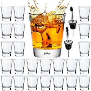 inftyle shot glasses set of 24- 2oz /60ml clear shot glass with heavy base shot glasses bulk for whiskey, tequila, vodka, liqueur, bars