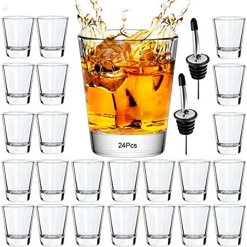 INFTYLE Shot Glasses Set of 24- 2oz /60ml Clear Shot Glass with Heavy Base Shot Glasses Bulk for Whiskey, Tequila, Vodka, Liqueur, Bars