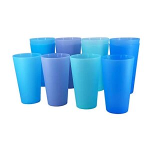 yuyuhua 32-ounce cups, bpa-free plastic tumblers reusable dishwasher safe set of 12 in 4 assorted colors large drinking glasses