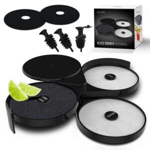 esatto glass salt rimmer 3 tier for margarita tray and cocktail, black with 2 extra sponge’s + 3 pourers – apply salt, sugar, and lime juice for better drinks and efficient drink preparation