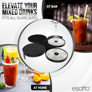 Esatto Glass Salt Rimmer 3 Tier for Margarita Tray and Cocktail, Black with 2 Extra Sponge’s + 3 Pourers – Apply Salt, Sugar, and Lime Juice for Better Drinks and Efficient Drink Preparation