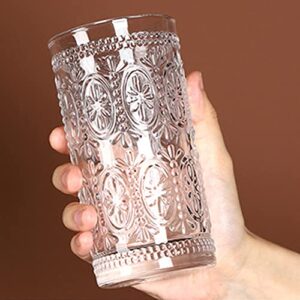 Bekith 6 Pack 12 oz Romantic Water Glasses, Premium Drinking Glasses Tumblers for Beverages, Beer, Refreshments, Vintage Glassware Set for Dinner Parties, Bars, Restaurants