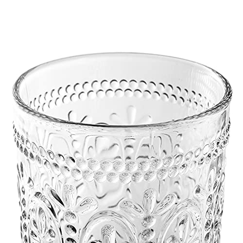 Bekith 6 Pack 12 oz Romantic Water Glasses, Premium Drinking Glasses Tumblers for Beverages, Beer, Refreshments, Vintage Glassware Set for Dinner Parties, Bars, Restaurants