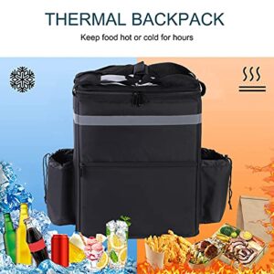 cherrboll Bicycle Delivery Backpack with 2 Dividers & Cup Holders Insulated Food Delivery Bag Reusable Cooler Backpack for Camping Groceries