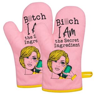 miracu oven mitt, funny kitchen cooking oven mitts - pink kitchen accessories, housewarming gifts for women, house warming gifts new home house - fun birthday baking gifts for women, wife, mom, her