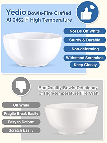 Yedio Small Bowls Set, White Ceramic Bowls of 6, 10 oz Porcelain Bowl for Kitchen Dessert Rice Side Dish Snack Soup Fruits Cereal Ice Cream, Microwave Dishwasher Freezer Oven Safe Easy Clean Stackable