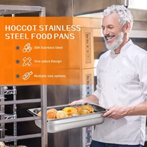 HOCCOT 6 Pack Pans 1/6 Size 2.6" Deep, 304 Stainless Steel, Commercial Hotel Pan, Steam Table Pan, Catering Food Pan