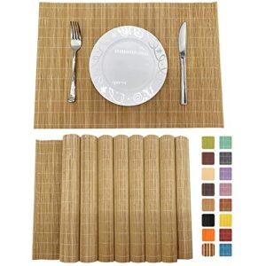 andstar set of 8 pcs bamboo placemats sushi rolling mat japanese style natural anti-slip bamboo placemats washable heat-resistant table mats for dining room and kitchen（brown）