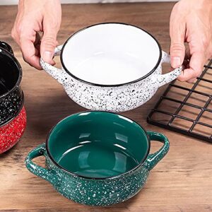 Cutiset 20 Ounce Speckled Glaze Ceramic Soup Bowls with Handles,for French onion, Soup, Chili, Set of 4