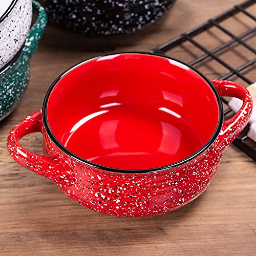 Cutiset 20 Ounce Speckled Glaze Ceramic Soup Bowls with Handles,for French onion, Soup, Chili, Set of 4