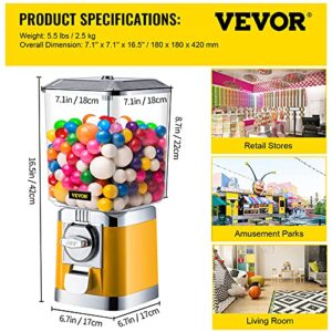 VEVOR, 17 Inch Huge Load Capacity Candy, Mini Vending, Gumball Dispenser Machine for Kids, Perfect for Birthdays, Christmas and Kiddie Parties, Yellow