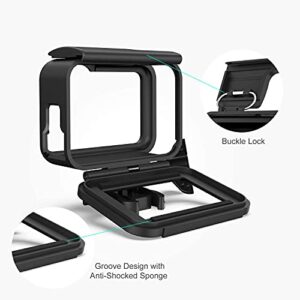 Protective Housing Case for GoPro Hero 11 10 9 Cage Skeleton Frame Holder Compatible with Go pro Hero9 Hero10 Shell Mod Cuadro Fit Go-pro Hero 11 Black with Lens Cap Cover Gopro11 9 Replacement Mount