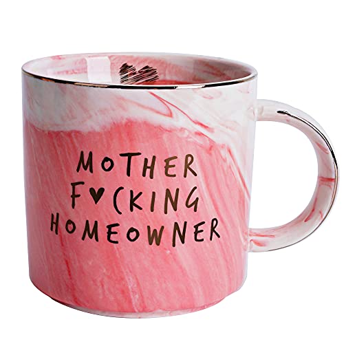 Hendson Housewarming Gifts for Women - First Home House Gifts For New Home Owner - Funny First Time House Warming Gift Ideas - Mother Homeowner - Pink Marble Mug Presents, 11.5oz Coffee Cup