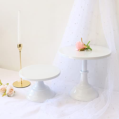 ATRDTO Set of 3 Pieces Cake Stands Iron Cake Holder Dessert Display Plate Serving Tray for Baby Shower Wedding Birthday Party (White)