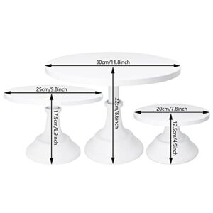 ATRDTO Set of 3 Pieces Cake Stands Iron Cake Holder Dessert Display Plate Serving Tray for Baby Shower Wedding Birthday Party (White)