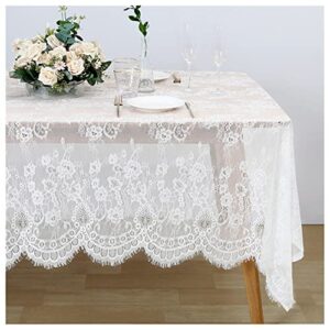 60x120 inches white lace tablecloth rectangle vintage embroidered lace table cover for wedding party home outdoor fall table decorations