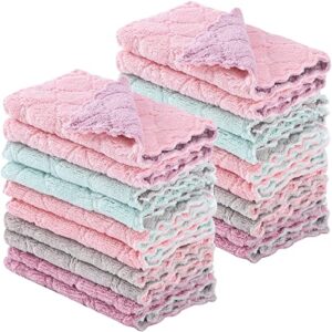 gadiedie 20 pack kitchen dish cloths dish towels,super absorbent coral fleece cloth,premium dishcloths,nonstick oil washable fast drying dish rags,fortable chair dish glass,5 colors