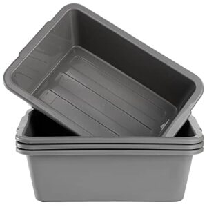 dicunoy 4 pack plastic bus tubs, 8l dish tubs food service tub, kitchen rectangle wash dish basin pans, small meat lugs, concrete cement mixing tray, commercial tote box for home, rv, camping