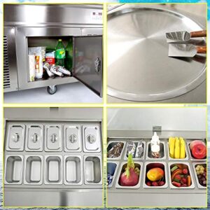 Commercial 22'' Double Round Pans + 10 pcs Refrigerated Tanks Fried Ice Cream Rolled Machine, Gelato Fry Frozen Yogurt Ice Cream Maker for Street Snack Food, Kitchen, Cafe Shop, Bar (ETL Certificate)