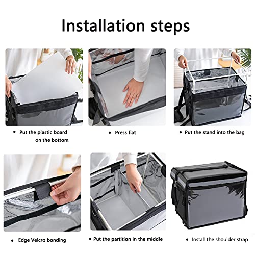 Nesthao Updated Professional Insulated Food Delivery Bag with Support Frame and Plastic Bottom Plate | Ideal for Uber Eats, Catering,Delivery Drivers, Doordash and more