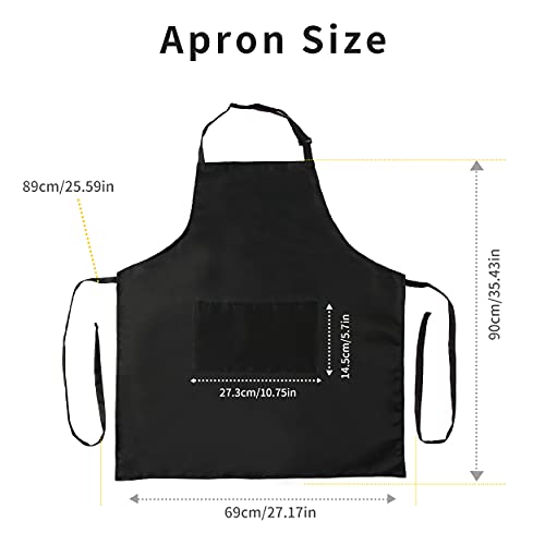 Tosewever 2 Pack Adjustable Bib Apron, Waterdrop Resistant Aprons with 2 Pockets Cooking Kitchen Restaurant Aprons for Women Men Chef, BBQ Drawing Crafting Outdoors (Polyester-Black, 2)