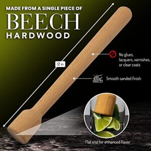 The Art of Craft Wood Cocktail Muddler: 12 inch Hardwood Mojito Drink Muddler Home Bar Tool