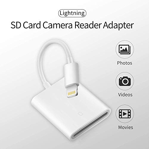 Apple MFi Certified Lightning to SD Card Camera Reader for iPhone iPad, Veetone SD Card Reader Memory Card Reader Trail Camera Viewer SD Card Adapter for iPhone 12/11/XS/XR/X/8/7/iPad, Plug and Play