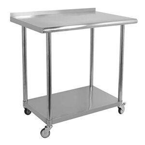 nisorpa stainless steel work table with caster wheel 36" x 24" x 36" kitchen work table stainless steel commercial kitchen prep & work table w/backsplash for restaurant home and hotel
