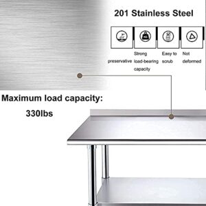 Nisorpa Stainless Steel Work Table with Caster Wheel 36" x 24" x 36" Kitchen Work Table Stainless Steel Commercial Kitchen Prep & Work Table w/Backsplash for Restaurant Home and Hotel