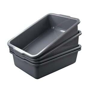 Obstnny 4-Pack 32 L Plastic Commercial Bus Tub, Large Utility Bus Boxes, Gray