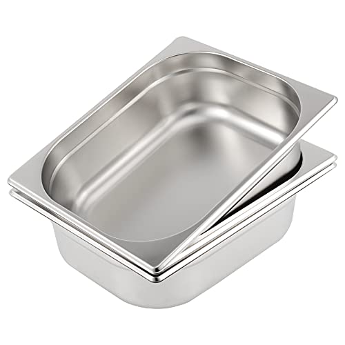 SHEUTSAN 3 Pack 1/2 Size x 4 Inches Deep, Silver Steam Table Pan 22 Gauge Stainless Steel, Anti-Clogging Hotel Catering Pan, Steam Table Water Pan for Restaurants, Hotels, Buffets