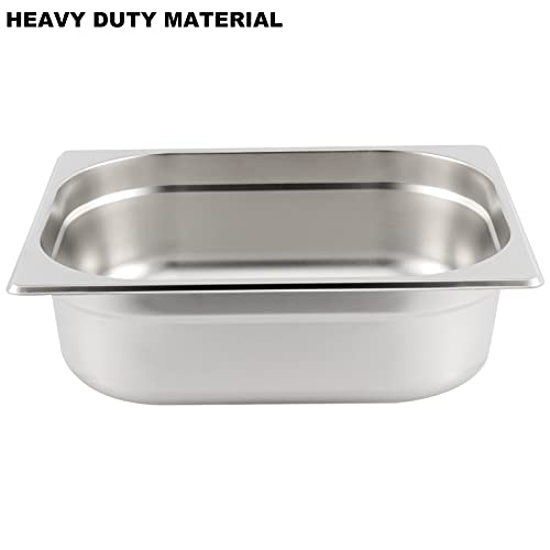 SHEUTSAN 3 Pack 1/2 Size x 4 Inches Deep, Silver Steam Table Pan 22 Gauge Stainless Steel, Anti-Clogging Hotel Catering Pan, Steam Table Water Pan for Restaurants, Hotels, Buffets