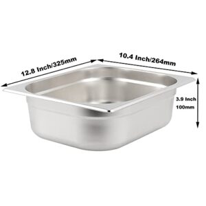 SHEUTSAN 3 Pack 1/2 Size x 4 Inches Deep, Silver Steam Table Pan 22 Gauge Stainless Steel, Anti-Clogging Hotel Catering Pan, Steam Table Water Pan for Restaurants, Hotels, Buffets