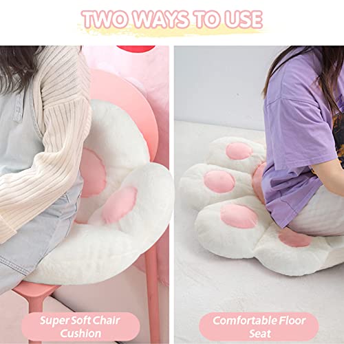 Ditucu Cat Paw Cushion Kawaii Chair Cushions 27.5 x 23.6 inch Cute Stuff Seat Pad Comfy Lazy Sofa Office Floor Pillow for Gaming Chairs Room Decor White